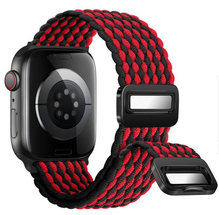Unisex wave pattern black red integrated watch band
