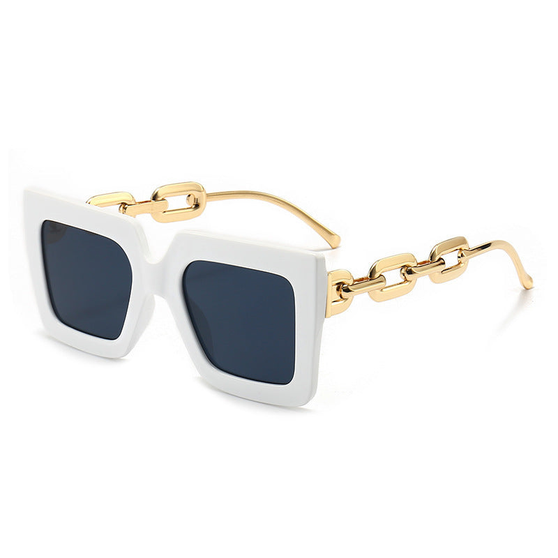 Women's white frame gray piece sunglasses