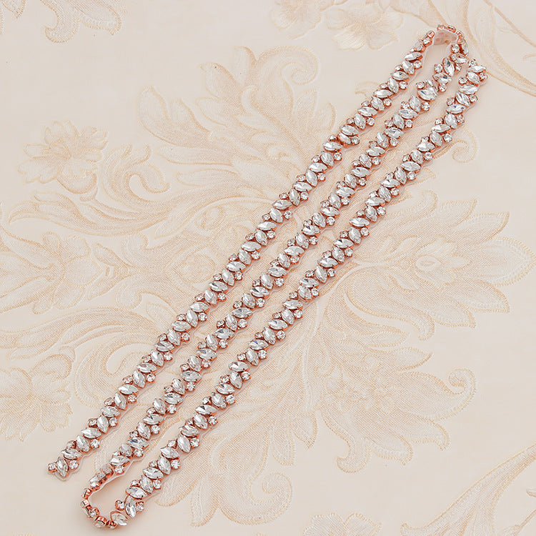 Women's rose gold rhinestone bridal belt