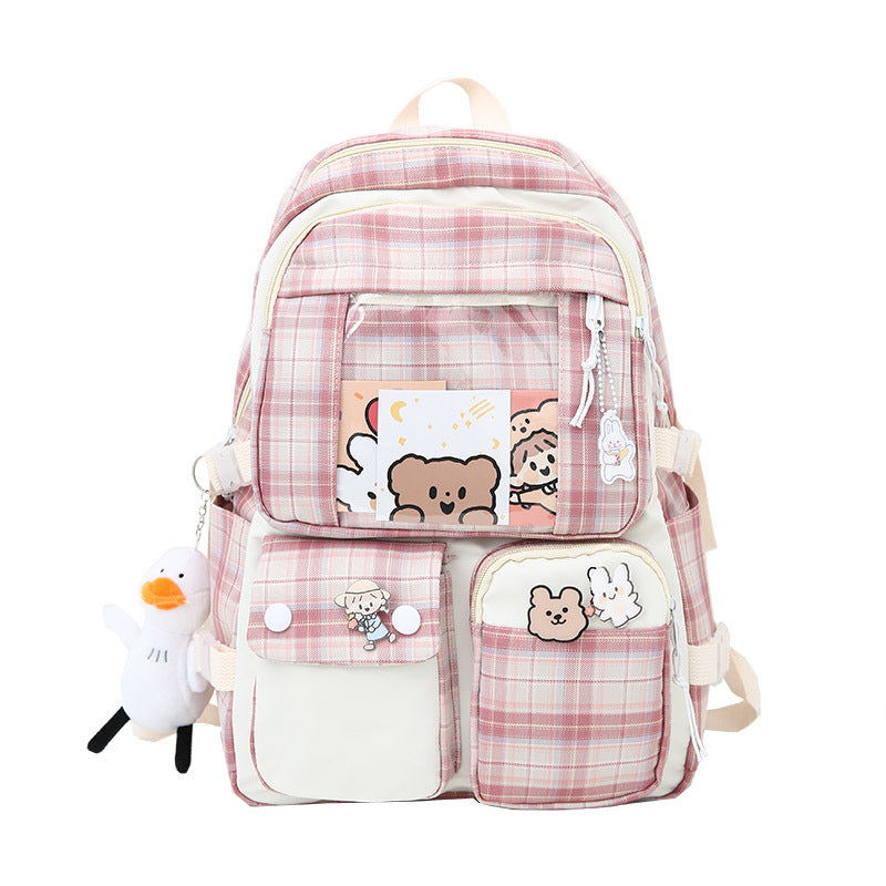 Unisex pink ins style student backpack