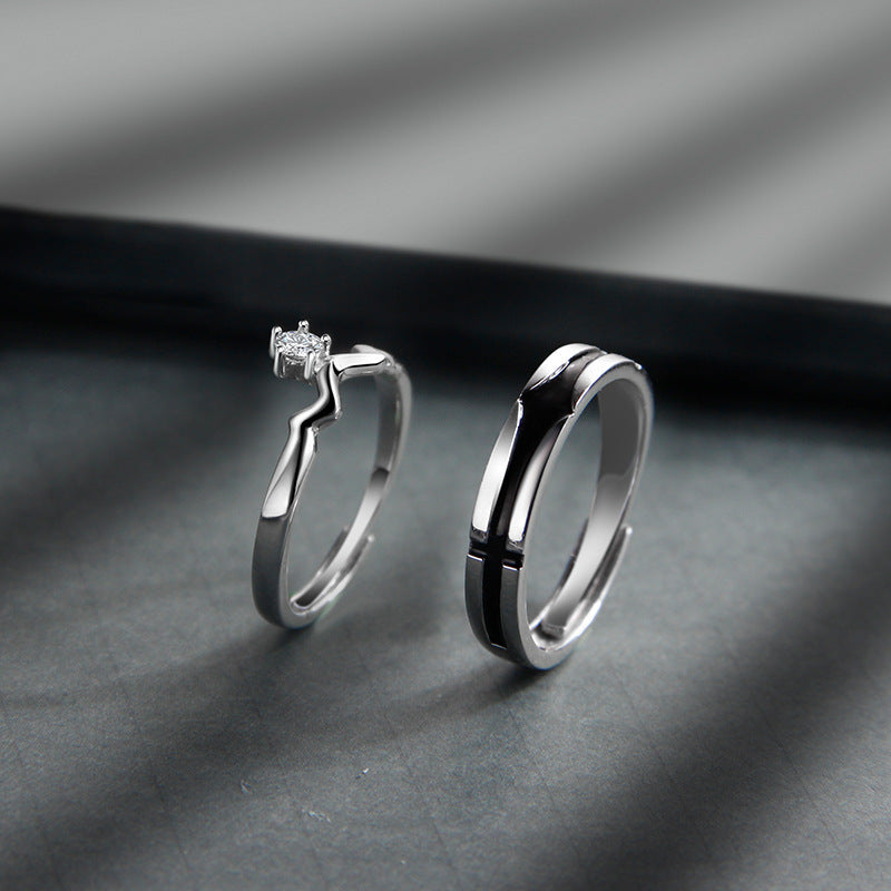 Unisex S925 sterling silver ring pair