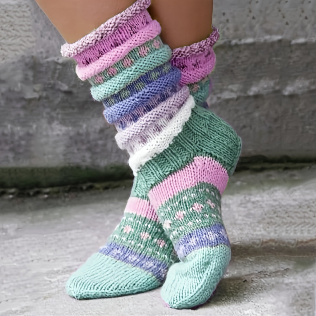 Women's purple green socks