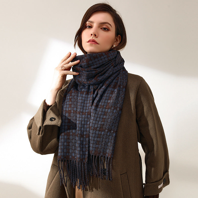 Alternate view: Unisex plaid cashmere scarf