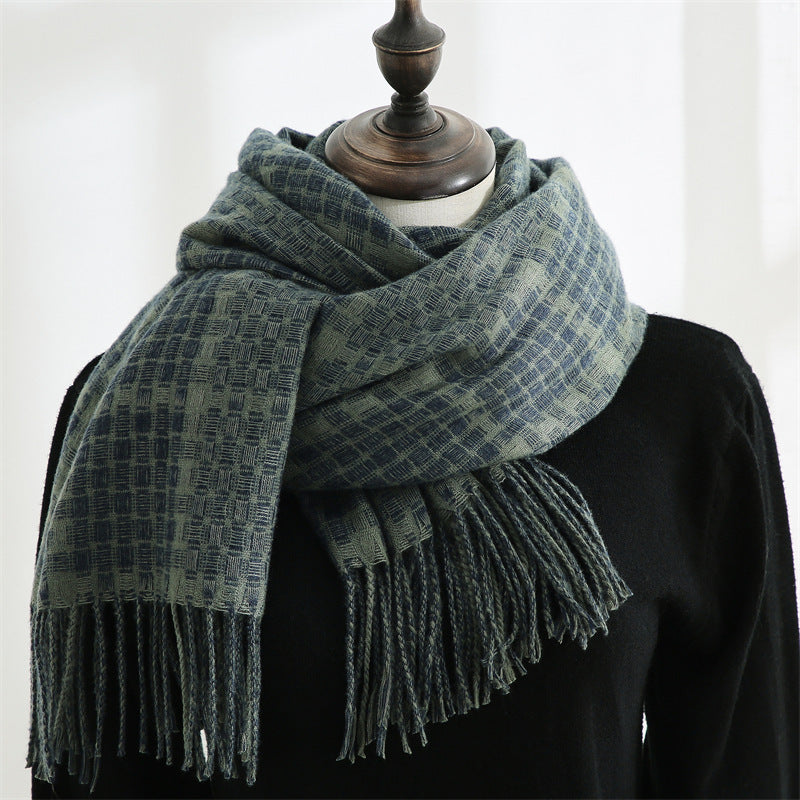 Unisex green cashmere scarf
