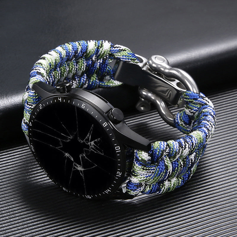 Unisex camouflage green paracord braided watch strap