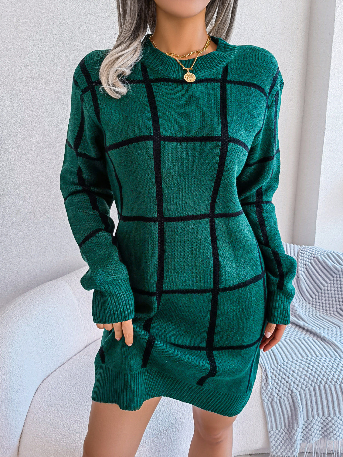 Alternate view: Women's plaid sweater dress