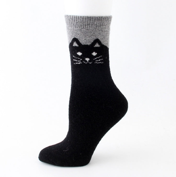 Women's black cartoon cotton socks