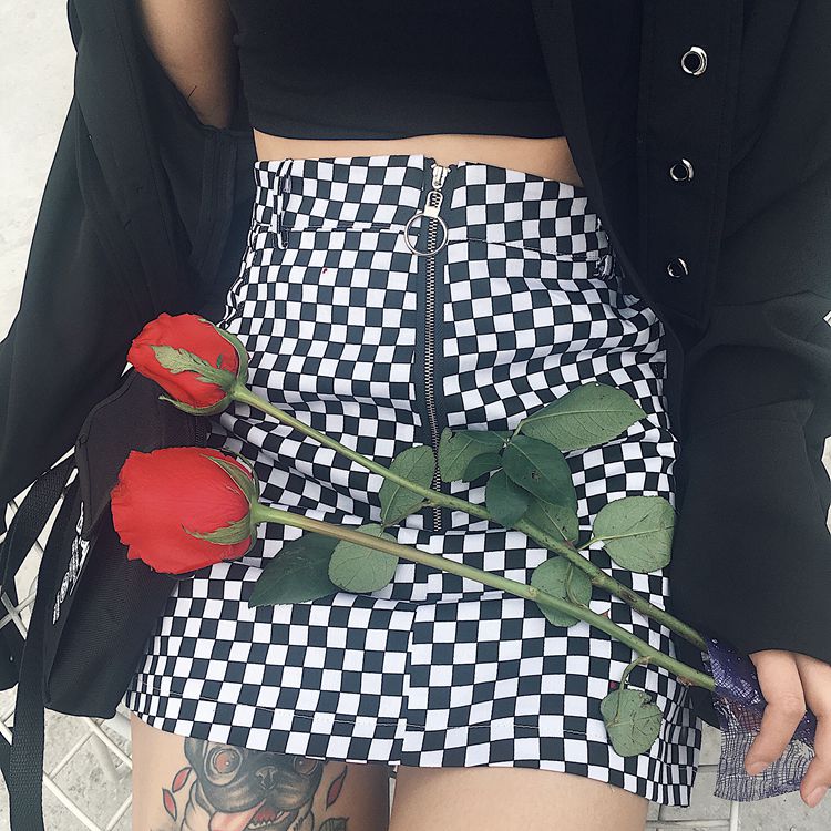 Alternate view: Women's check a-line mini skirt