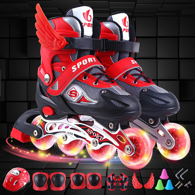 Boys red adjustable roller shoes