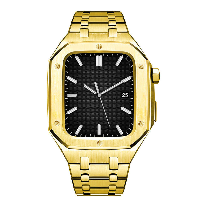Unisex gold armor watch case & strap