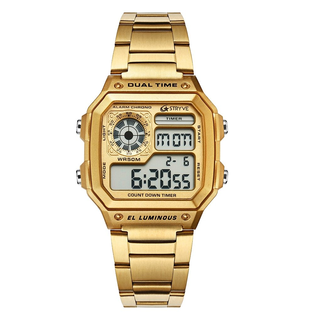 Unisex golden digital watch