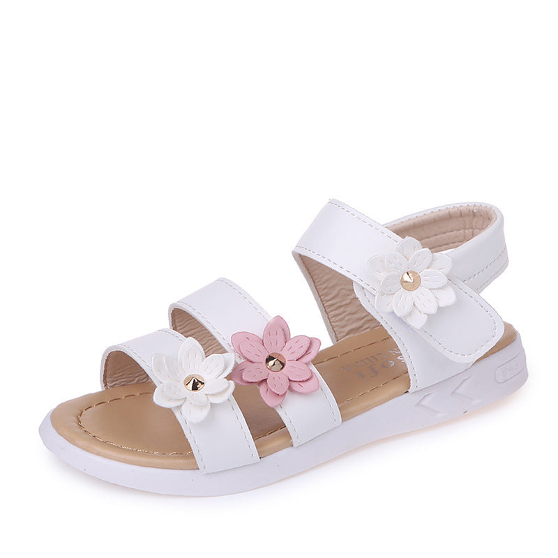Girls white flower sandals