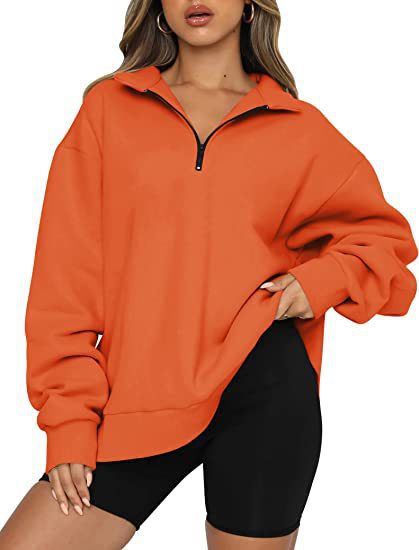 Women's orange zip sweatshirt