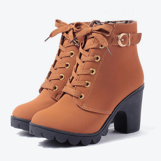 Women's dark brown cross strappy boots