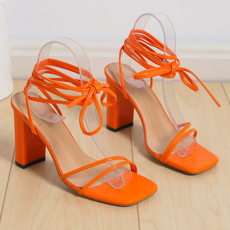 Women's orange lace up sandals