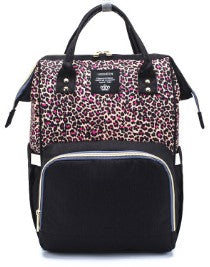 Unisex leopard pink no USB diaper bag backpack