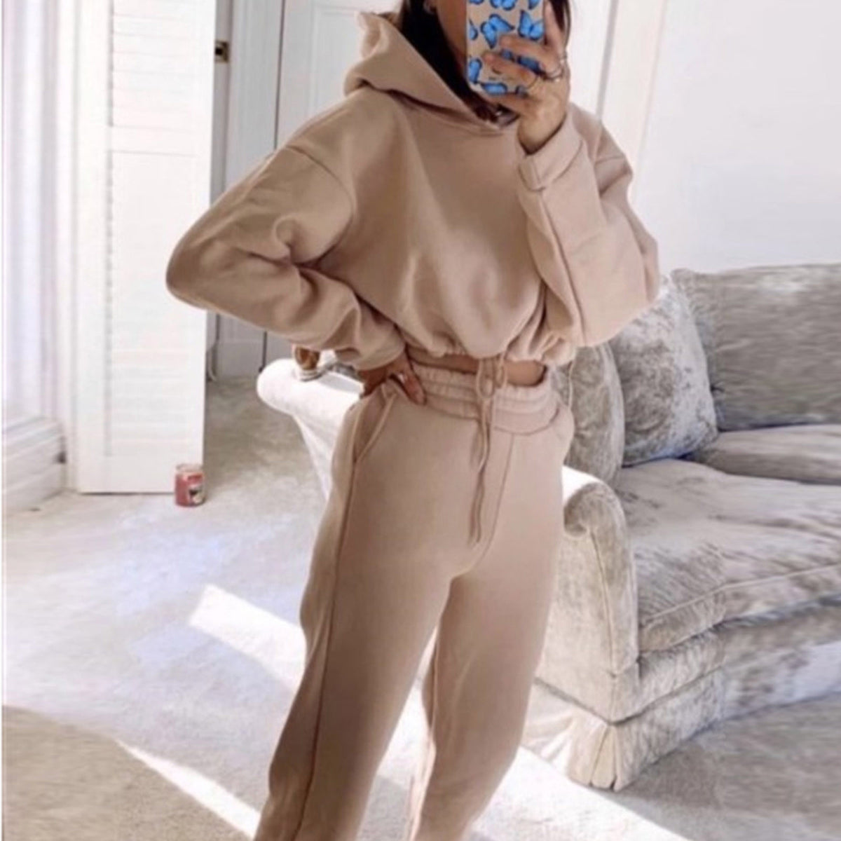 Women's khaki 2 piece jogging suit