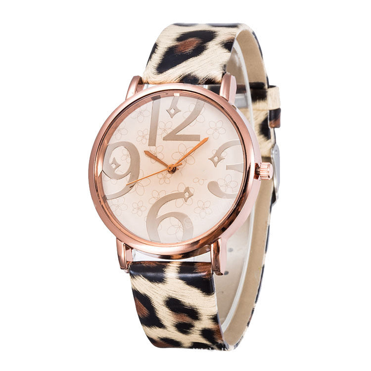 Women's leopard color quartz watch