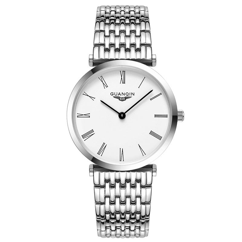 Women's gold white waterproof watch