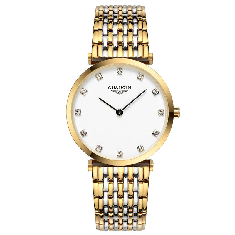 Women's gold white waterproof watch