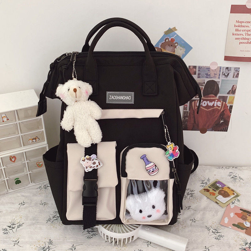 Women's black preppy backpack