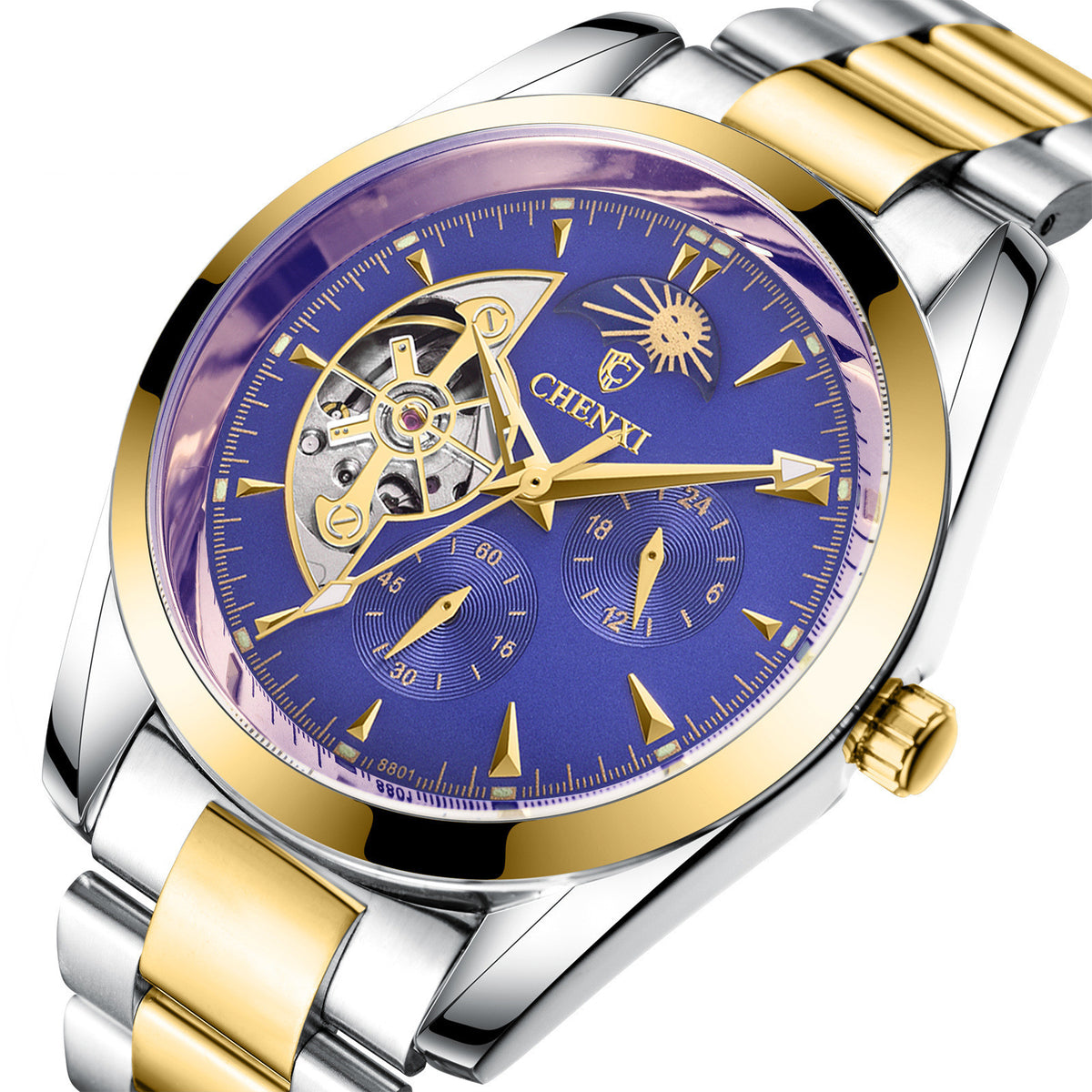 Men's blue mechanical watch