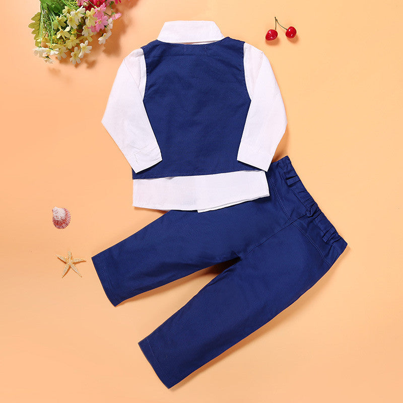 Boys blue gentleman vest suit