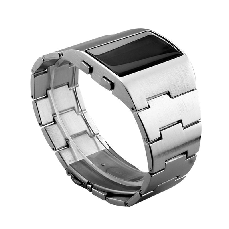 Men's silver iron man LED watch