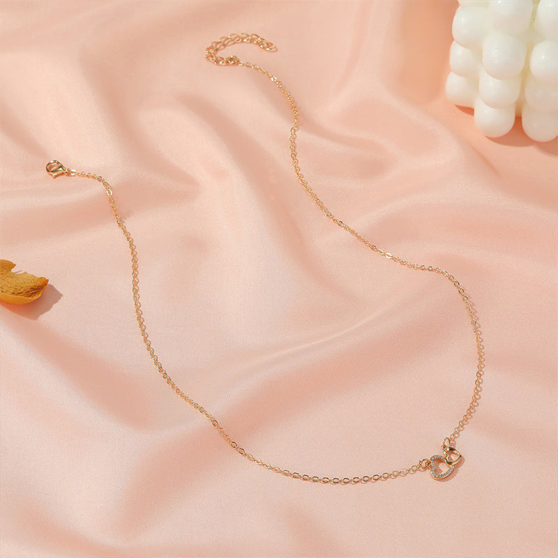 Alternate view: Women's double heart necklace