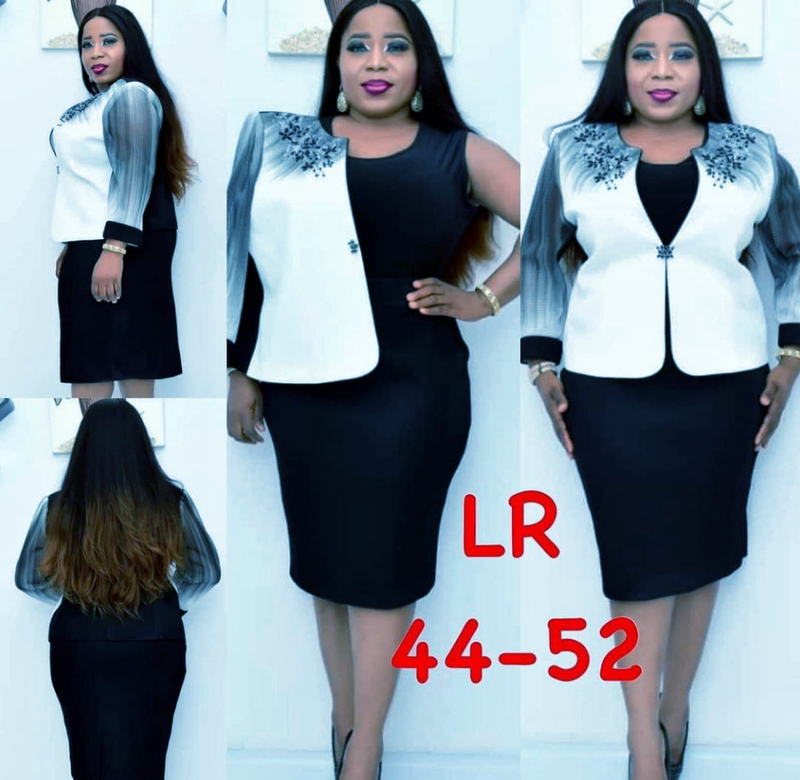Women's navy plus size dress & jacket set
