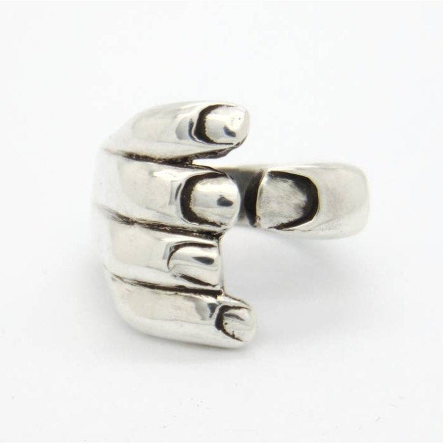 Alternate view: Unisex gothic carved cuff ring