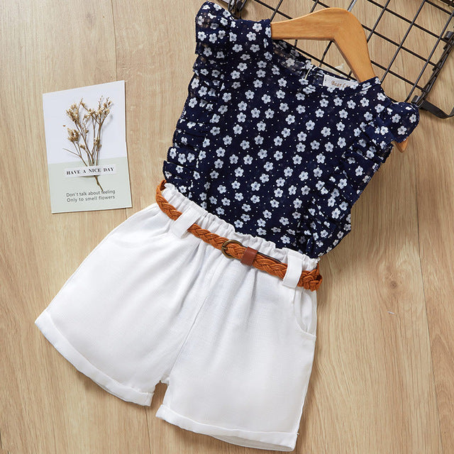 Girls blue t-shirt & shorts suit
