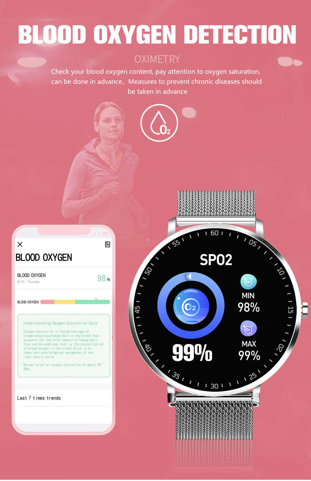 Alternate view: Women's full touch smart watch
