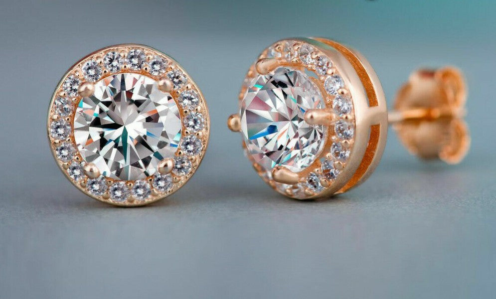 Women's rose gold earrings