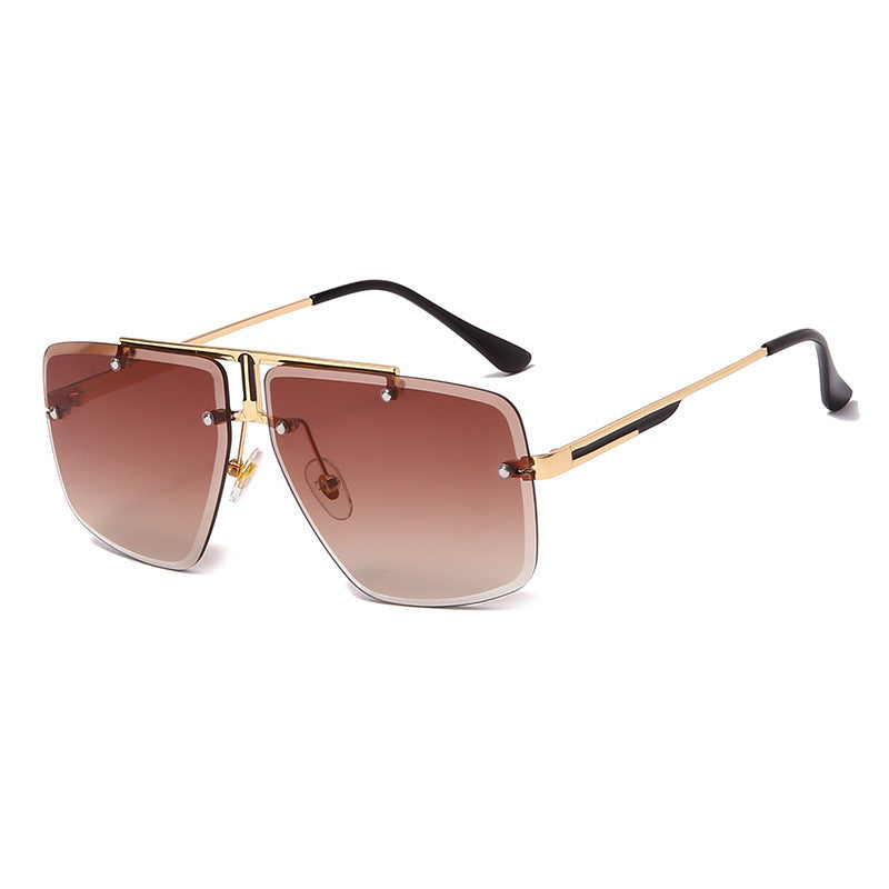 Unisex double tea slices frameless sunglasses