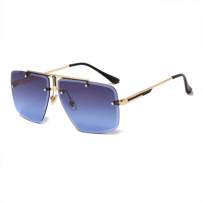 Unisex dark double gray flakes frameless sunglasses