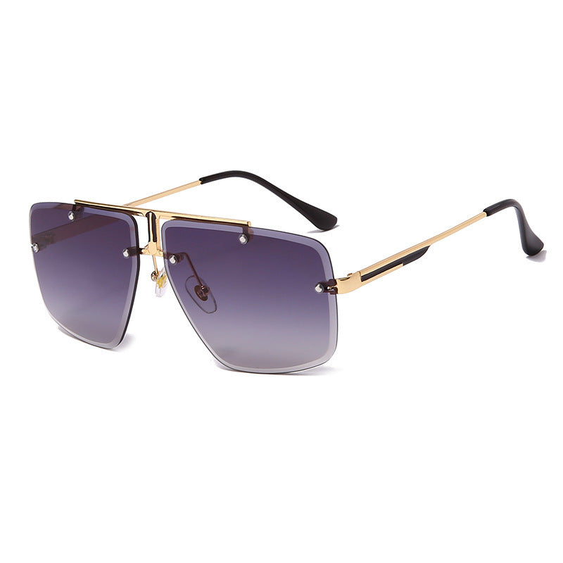 Unisex gray blue film upper gray and frameless sunglasses