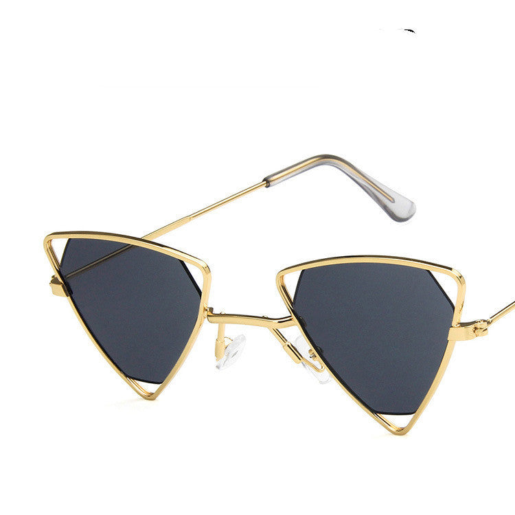 Women's gold frame grey chip punk sunglasses