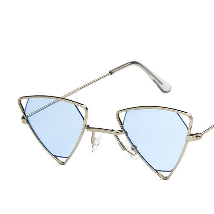 Women's blue chip with silver frame punk sunglasses