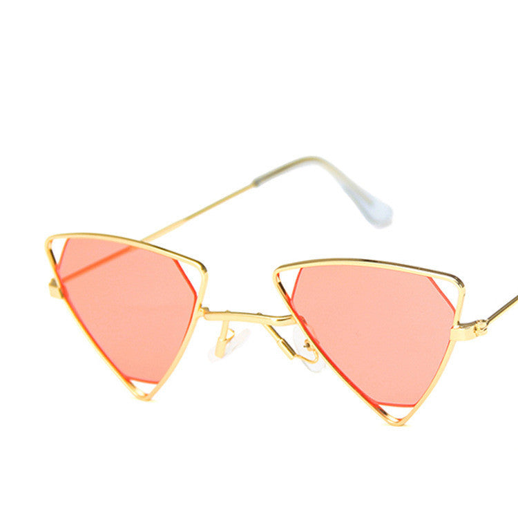 Women's gold frame powder chip punk sunglasses