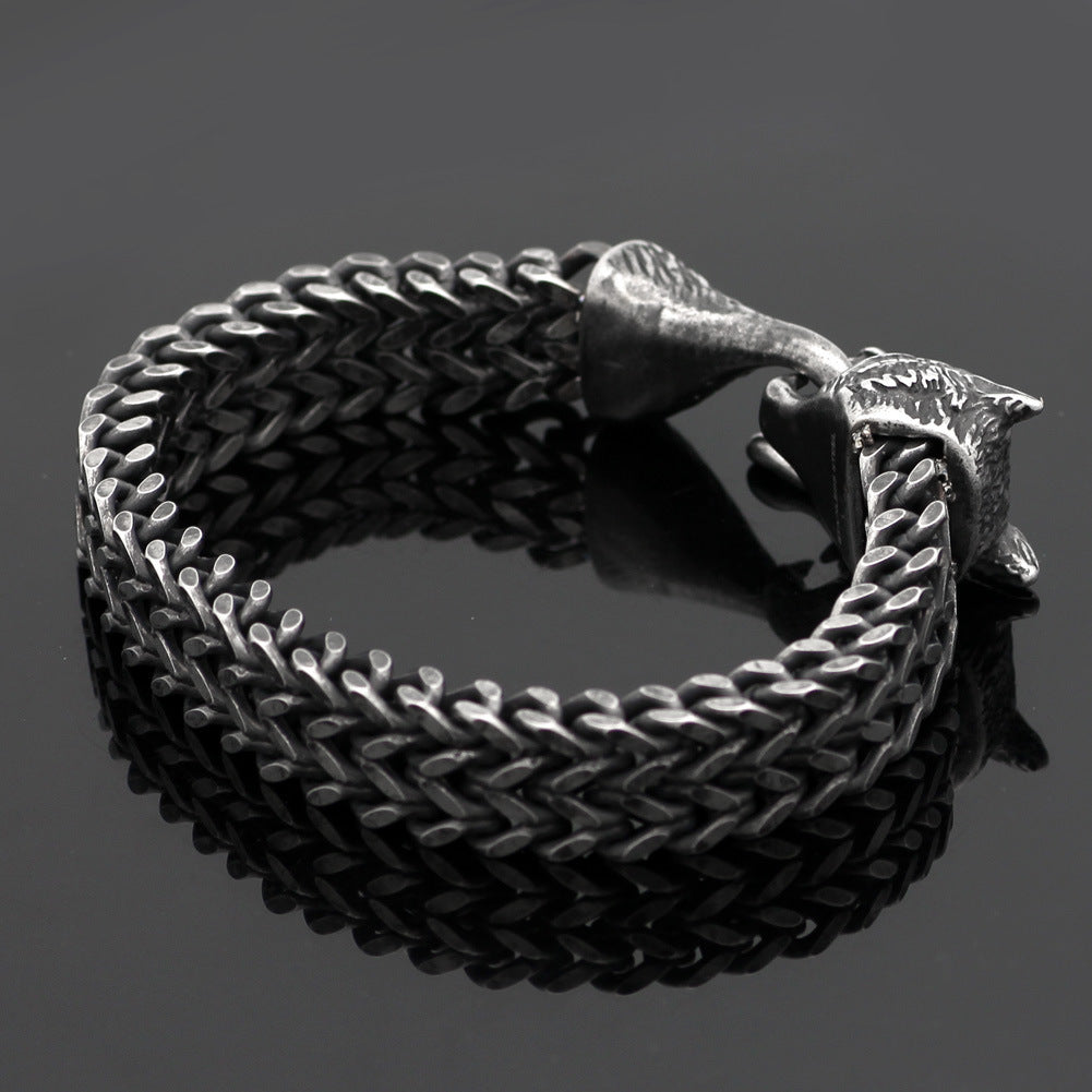 Men's wolf head bracelet