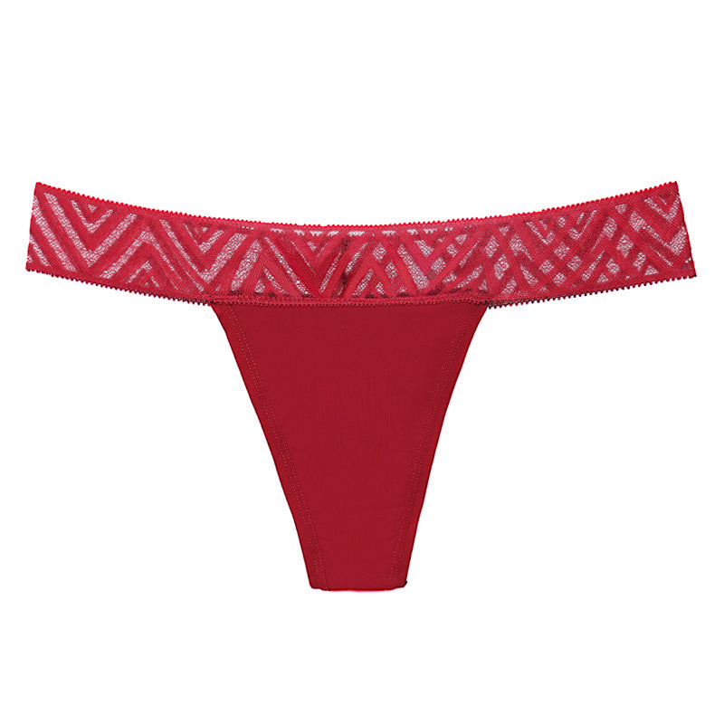 Women's red nylon lace thong