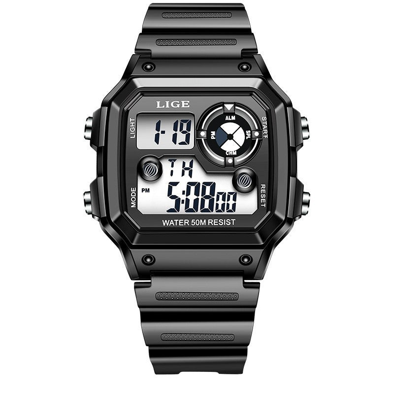 Unisex full black digital wrist watch