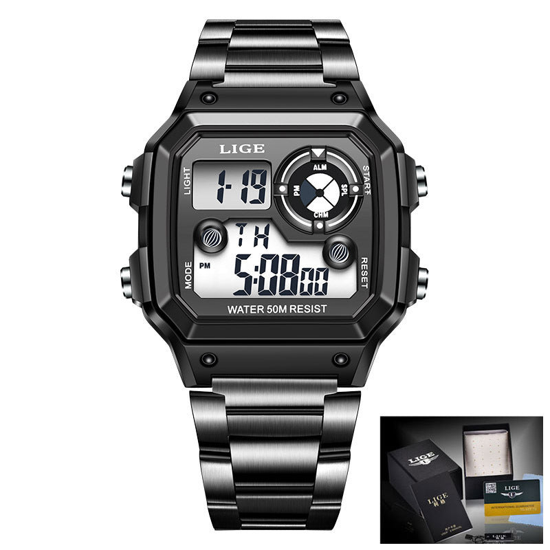 Unisex black digital wrist watch