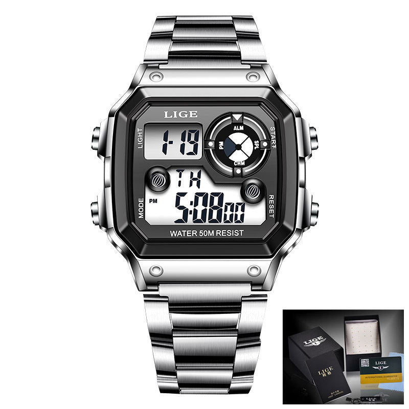 Unisex silver digital wrist watch