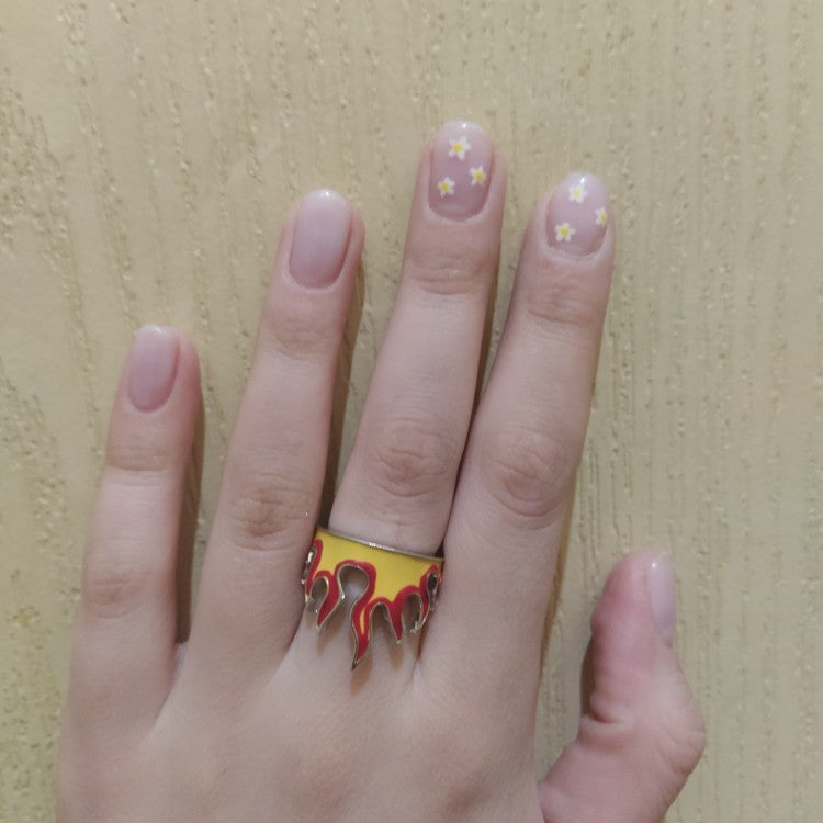 Alternate view: Unisex goth flame open ring