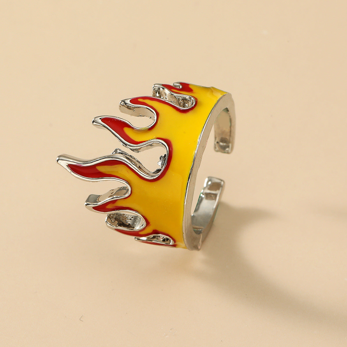 Alternate view: Unisex goth flame open ring