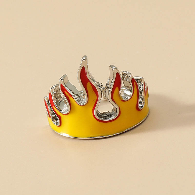 Alternate view: Unisex goth flame open ring
