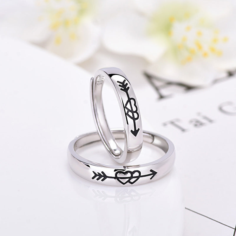Unisex S925 silver heart couple rings