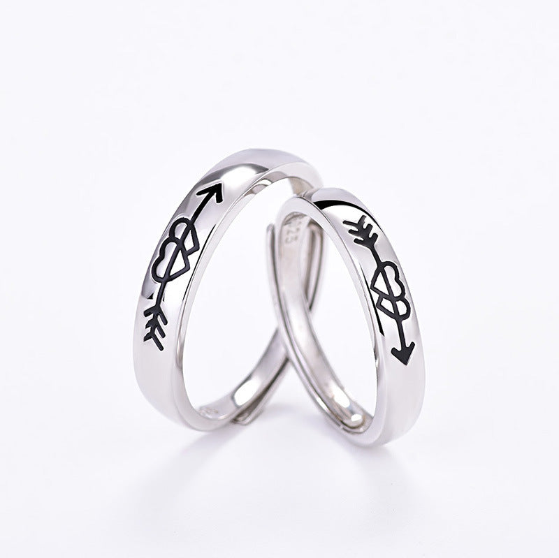 Unisex S925 silver heart couple rings